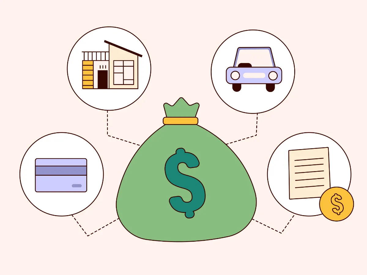 Where's my refund? Bag of money illustration