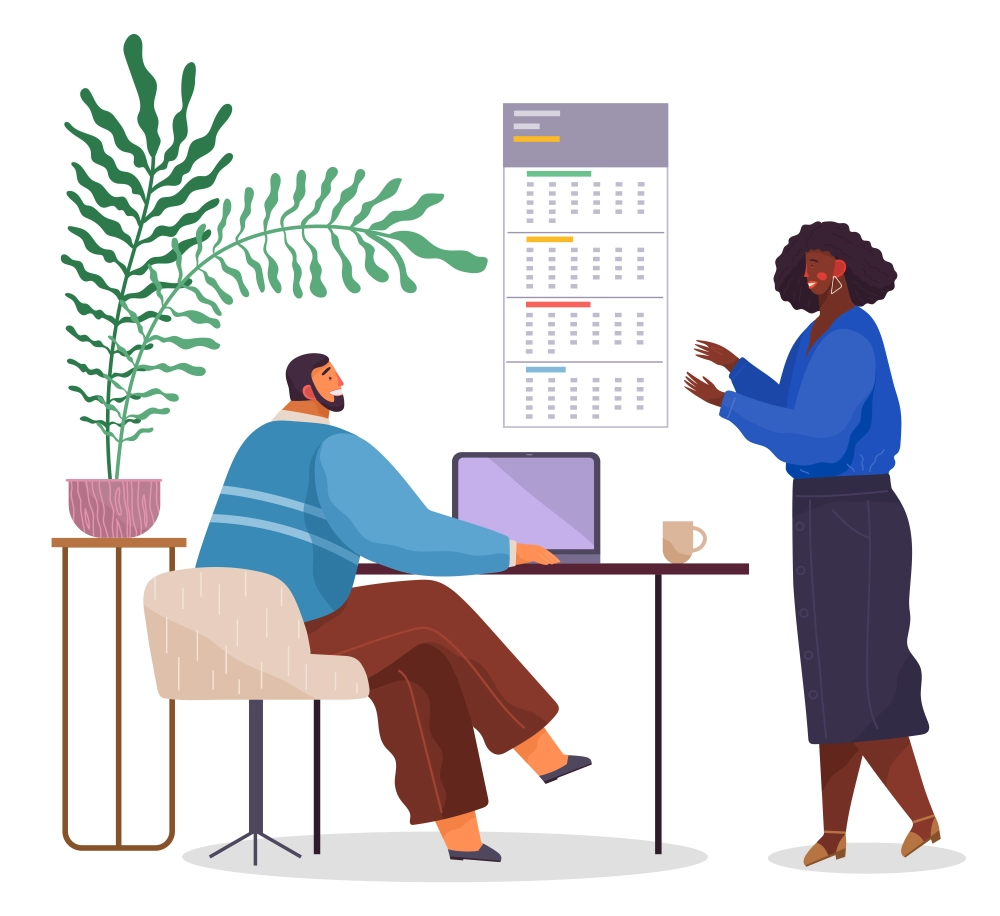 Office employees doing payroll processing