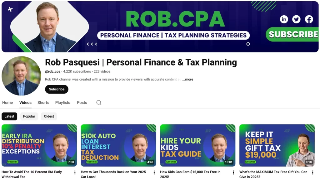 Rob.CPA splash for YouTube channel